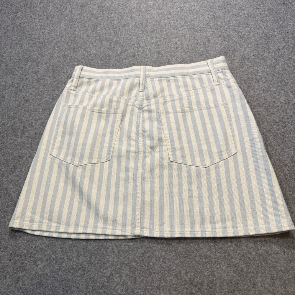 Women's Madewell Pale Blue and White Stripped Denim Mini Skirt Size 29 - Picture 5 of 6